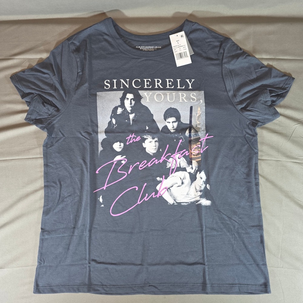 The Breakfast Club Graphic T-Shirt Ombre Blue Sincerely Yours Movie Tee L NWT